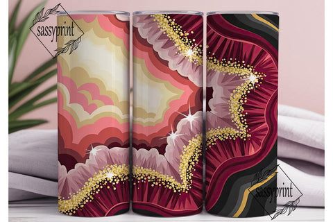 Red Gold Glitter Geode Tumbler Wrap Sublimation sassyprint 