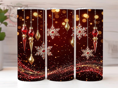 Red Gold Icicle Ornaments 20oz Tumbler, Red Gold Icicle, Icicle Ornaments, Red Gold Ornaments, Icicle Ornament PNG, Ornament Tumbler, Red Gold Tumbler, 20oz Tumbler Wrap Sublimation Lara' s Designs 