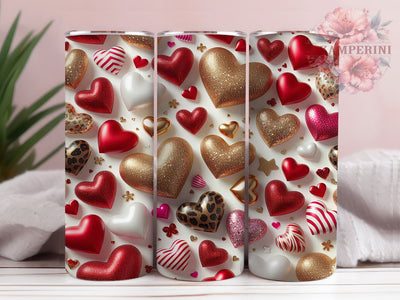 Red Gold Leopard Hearts Tumbler, Leopard Print, Red Gold Design, Sublimation Art, 20oz Tumbler, Romantic Theme, Valentine Style Sublimation Li Zamperini 
