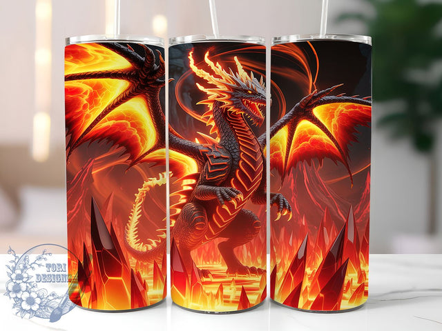 Red Gothic Fantasy Dragon Tumbler, Gothic Dragon Pattern, Dark Fantasy Design, 20Oz Sublimation Wrap, Fiery Dragon Art, Gothic Creature Texture, Tumbler Sublimation Sublimation ToriDesigns 