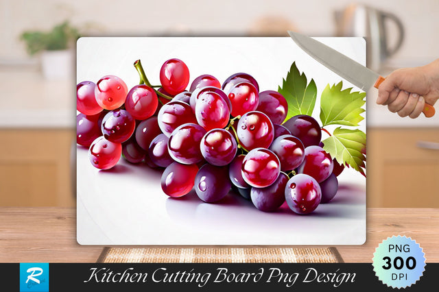 Red Grapes Isolated Cutting Board Sublimation Regulrcrative 