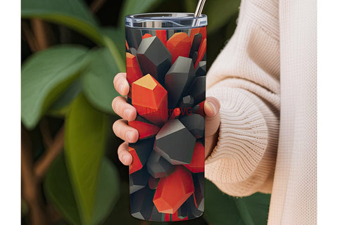 Red & Gray Crystal Texture 20oz Tumbler Sublimation DesignSVG 