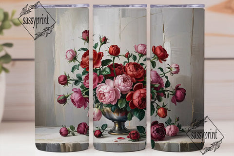 Red Grayscale Floral 20oz Tumbler Wrap Sublimation sassyprint 