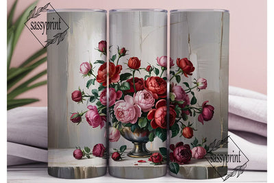 Red Grayscale Floral 20oz Tumbler Wrap Sublimation sassyprint 