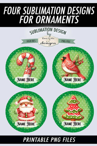 Red Green Cookies Ornament Designs PNG File | Add Name Sublimation Ewe-N-Me Designs 