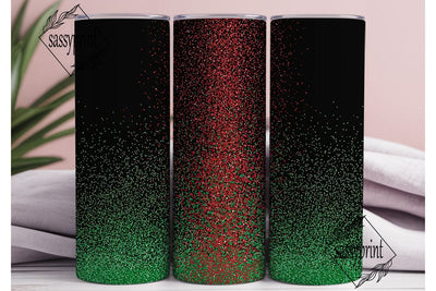 Red Green Glitter Fade 20oz Tumbler Wrap Sublimation sassyprint 