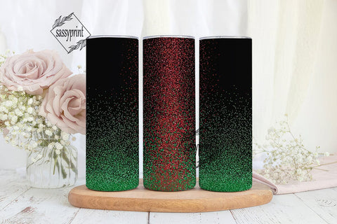 Red Green Glitter Fade 20oz Tumbler Wrap Sublimation sassyprint 