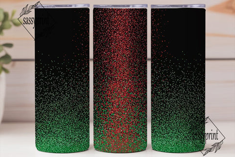 Red Green Glitter Fade 20oz Tumbler Wrap Sublimation sassyprint 