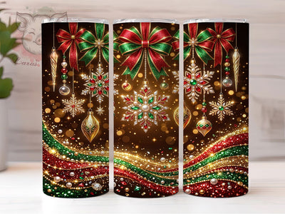 Red Green Gold Ornaments 20oz Tumbler, Red Green Gold, Gold Ornaments, Ornament Tumbler, Red Gold Ornaments, Green Gold Ornaments, Christmas Ornaments, 20oz Tumbler Wrap Sublimation Lara' s Designs 