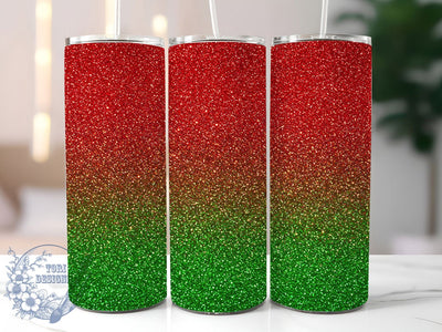 Red & Green Holiday Glitter Tumbler, Green Glitter Wrap, Holiday Tumbler Design, Glitter Tumbler PNG, 20oz Christmas Wrap, Festive Sublimation Design, Red Green Tumbler Wrap Sublimation ToriDesigns 