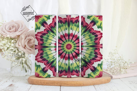 Red Green Tie Dye Radial Tumbler Wrap Sublimation sassyprint 