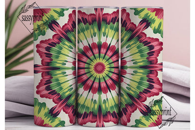Red Green Tie Dye Radial Tumbler Wrap Sublimation sassyprint 