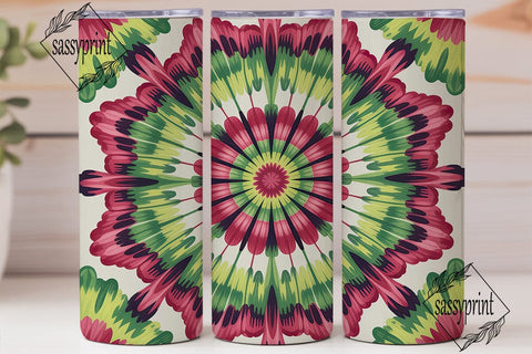 Red Green Tie Dye Radial Tumbler Wrap Sublimation sassyprint 