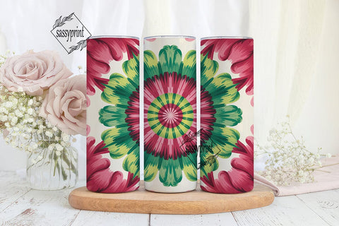 Red Green Tie Dye Radial Tumbler Wrap Sublimation sassyprint 