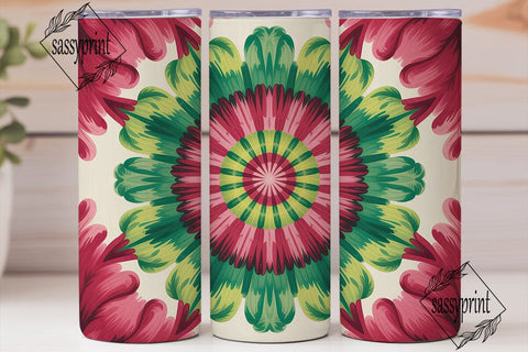 Red Green Tie Dye Radial Tumbler Wrap Sublimation sassyprint 