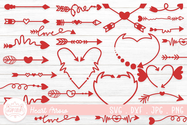 Red Heart Arrow Doodle Clipart Bundle SVG dapiyupi store 