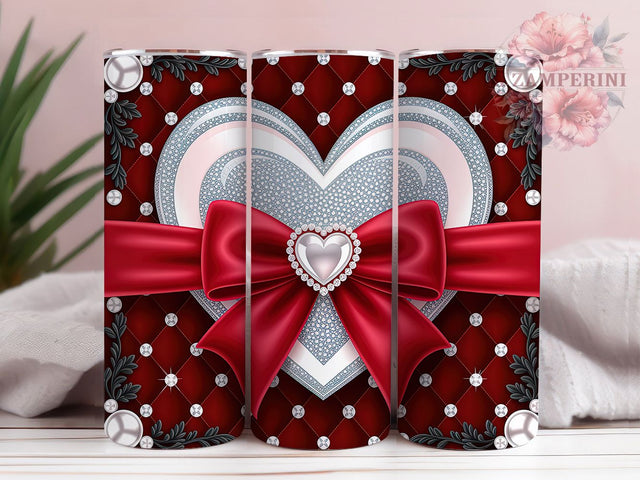 Red Heart Bow Valentine Tumbler, Valentine Love Wrap, Cute Bow Cup, Romantic Sublimation Design, Valentine Gift Tumbler, Sweet Heart Bow Wrap, Adorable Love Cup Sublimation Li Zamperini 