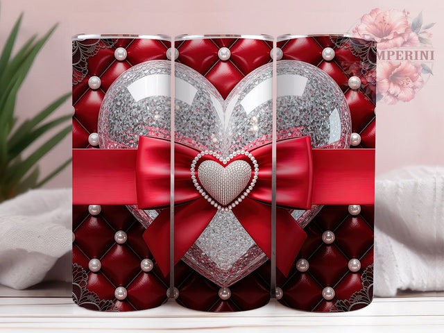 Red Heart Bow Valentine Tumbler, Valentine Love Wrap, Cute Bow Cup, Romantic Sublimation Design, Valentine Gift Tumbler, Sweet Heart Bow Wrap, Adorable Love Cup Sublimation Li Zamperini 