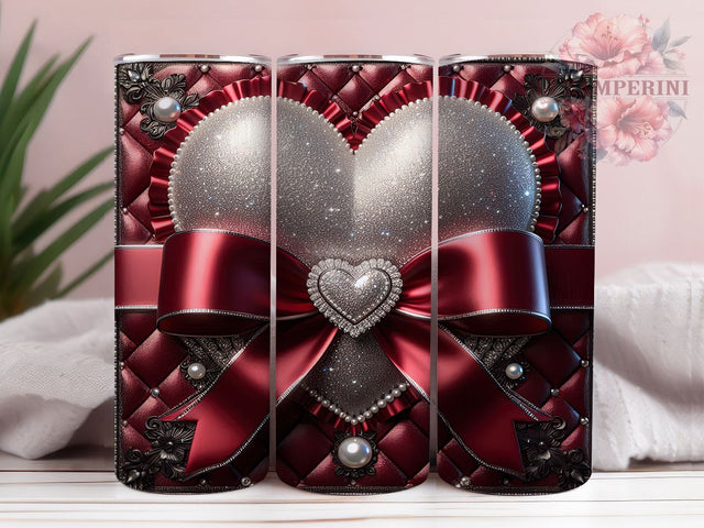 Red Heart Bow Valentine Tumbler, Valentine Love Wrap, Cute Bow Cup, Romantic Sublimation Design, Valentine Gift Tumbler, Sweet Heart Bow Wrap, Adorable Love Cup Sublimation Li Zamperini 
