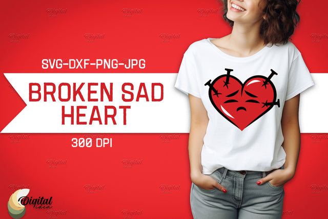 Red Heart. Broken Sad Hearts. Shirt SVG SVG Evgenyia Guschina 