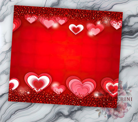 Red Heart Glitter Valentine's 20oz Tumbler Wrap, Red Heart Tumbler, Red Glitter Sublimation, 20oz Tumbler, Valentine's Day Gift, Romantic Gift, Heart Glitter Sublimation Li Zamperini 