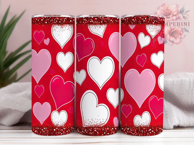 Red Heart Glitter Valentine's 20oz Tumbler Wrap, Red Heart Tumbler, Red Glitter Sublimation, 20oz Tumbler, Valentine's Day Gift, Romantic Gift, Heart Glitter Sublimation Li Zamperini 