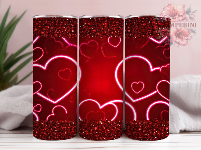 Red Heart Glitter Valentine's 20oz Tumbler Wrap, Red Heart Tumbler, Red Glitter Sublimation, 20oz Tumbler, Valentine's Day Gift, Romantic Gift, Heart Glitter Sublimation Li Zamperini 