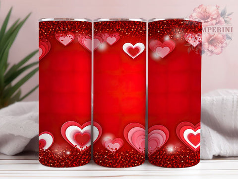 Red Heart Glitter Valentine's 20oz Tumbler Wrap, Red Heart Tumbler, Red Glitter Sublimation, 20oz Tumbler, Valentine's Day Gift, Romantic Gift, Heart Glitter Sublimation Li Zamperini 