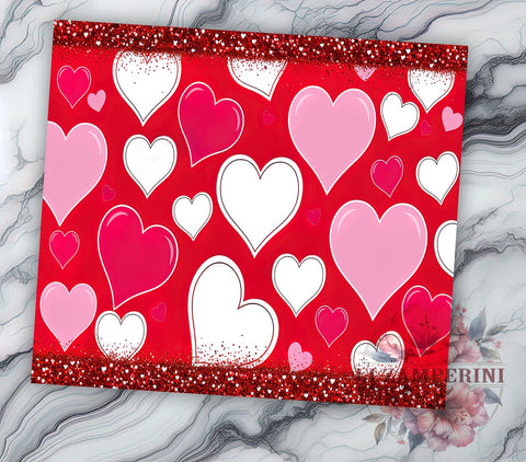 Red Heart Glitter Valentine's 20oz Tumbler Wrap, Red Heart Tumbler, Red Glitter Sublimation, 20oz Tumbler, Valentine's Day Gift, Romantic Gift, Heart Glitter Sublimation Li Zamperini 