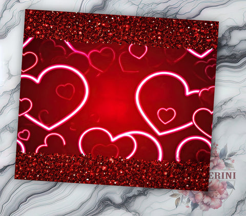 Red Heart Glitter Valentine's 20oz Tumbler Wrap, Red Heart Tumbler, Red Glitter Sublimation, 20oz Tumbler, Valentine's Day Gift, Romantic Gift, Heart Glitter Sublimation Li Zamperini 