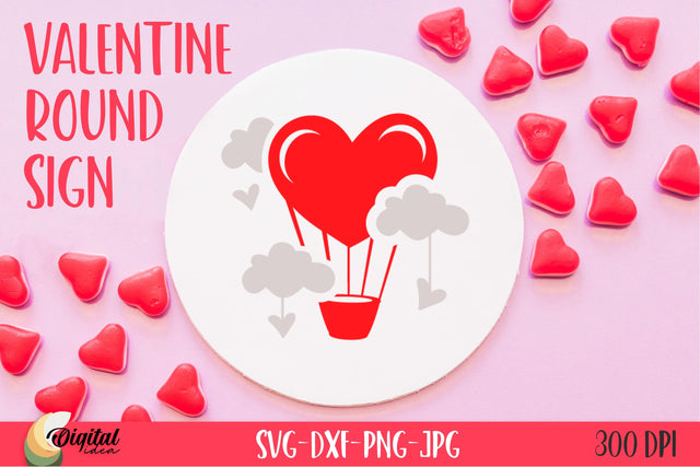 Red Heart SVG. Valentine Round Sign. Cute Design SVG SVG Evgenyia Guschina 