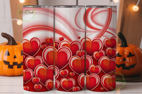 Red Heart Swirls 20oz Tumbler Wrap Sublimation PixelChick 