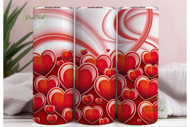 Red Heart Swirls 20oz Tumbler Wrap Sublimation PixelChick 