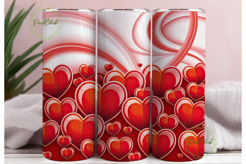 Red Heart Swirls 20oz Tumbler Wrap Sublimation PixelChick 