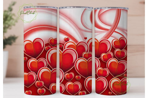 Red Heart Swirls 20oz Tumbler Wrap Sublimation PixelChick 