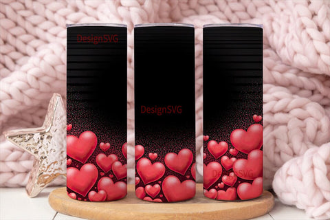 Red Hearts & Glitter 20oz Tumbler Wrap Sublimation DesignSVG 