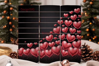 Red Hearts & Glitter 20oz Tumbler Wrap Sublimation DesignSVG 