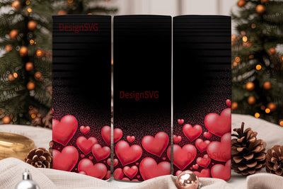 Red Hearts & Glitter 20oz Tumbler Wrap Sublimation DesignSVG 
