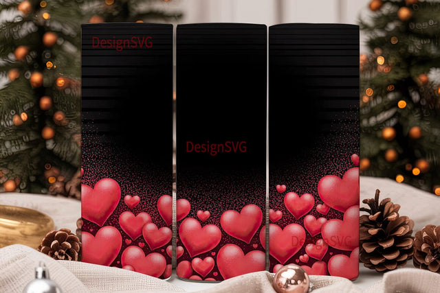 Red Hearts & Glitter 20oz Tumbler Wrap Sublimation DesignSVG 