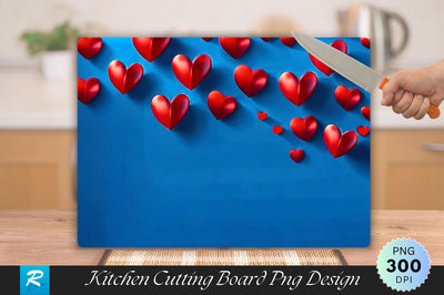 Red Hearts on Blue Cutting Board Sublimation Regulrcrative 