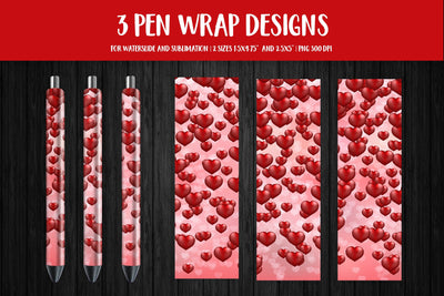 Red Hearts Pen Wrap Design. Valentines Pen Wrap Sublimation Sublimation LaBelezoka 