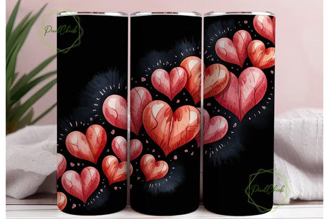 Red Hearts Tumbler Wrap PNG Sublimation PixelChick 