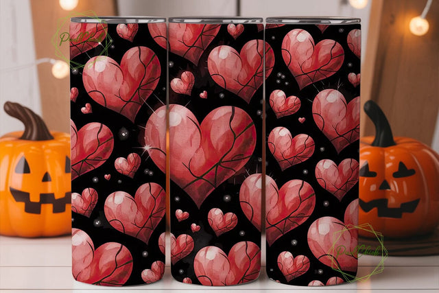 Red Hearts Tumbler Wrap PNG Sublimation PixelChick 