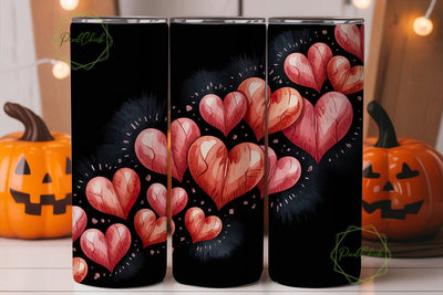 Red Hearts Tumbler Wrap PNG Sublimation PixelChick 