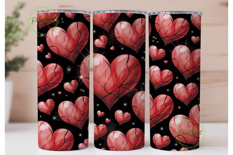Red Hearts Tumbler Wrap PNG Sublimation PixelChick 