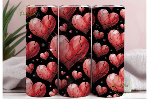 Red Hearts Tumbler Wrap PNG Sublimation PixelChick 