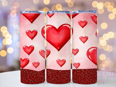 Red Hearts Valentine's 20oz Tumbler, Red Hearts Tumbler Wrap, 20oz Sublimation Design, Love Gift, Heart Pattern Cup, Romantic Drinkware, Cute Valentine Gift Sublimation SvggirlplusArt 