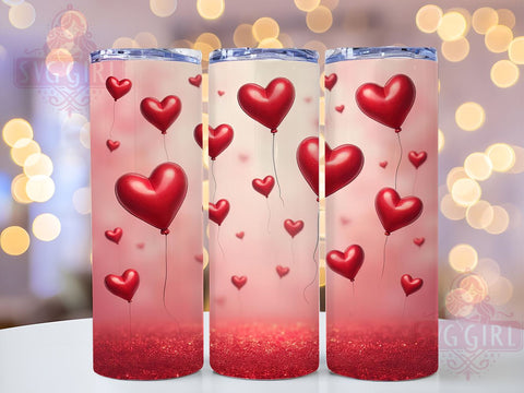 Red Hearts Valentine's 20oz Tumbler, Red Hearts Tumbler Wrap, 20oz Sublimation Design, Love Gift, Heart Pattern Cup, Romantic Drinkware, Cute Valentine Gift Sublimation SvggirlplusArt 