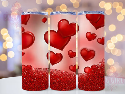 Red Hearts Valentine's 20oz Tumbler, Red Hearts Tumbler Wrap, 20oz Sublimation Design, Love Gift, Heart Pattern Cup, Romantic Drinkware, Cute Valentine Gift Sublimation SvggirlplusArt 