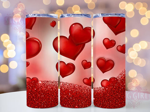 Red Hearts Valentine's 20oz Tumbler, Red Hearts Tumbler Wrap, 20oz Sublimation Design, Love Gift, Heart Pattern Cup, Romantic Drinkware, Cute Valentine Gift Sublimation SvggirlplusArt 